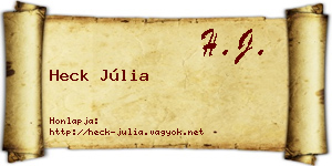 Heck Júlia névjegykártya